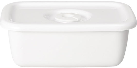 Nodahoro WFM-S Storage Container, Enamel, Heat-Resistant, Rectangle, Deep, Small, With Airtight Lid, White Series, Made in Japan