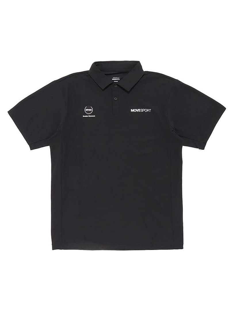 Descente MOVESPORT Men's Polo Shirt, Short Sleeve, Sweat Absorbent, Quick Drying, Stretch, UV Protection (UPF 50+), Sunscreen, BK