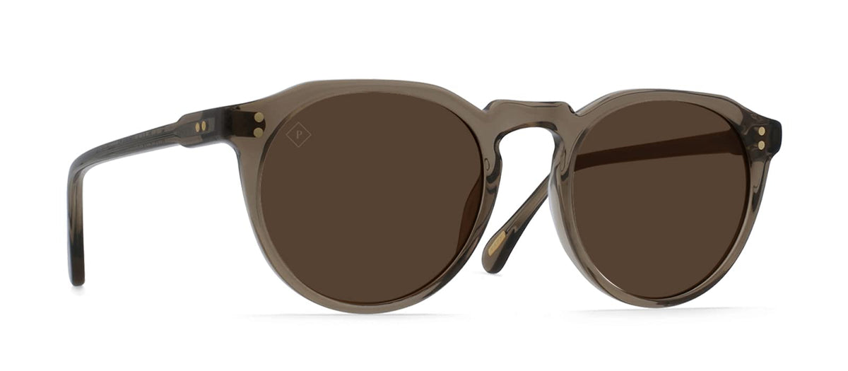 RAEN - Remmy - Unisex Retro Round Sunglasses UV Protection - Ghost/Vibrant Brown Polarized Lens (Size 49 MM) - Polarized Lenses