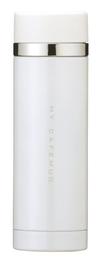 Pearl Metal H-6929 Water Bottle, 10.1 fl oz (300 ml), Direct Drinking Stainless Steel, Pure White, Premium My Cafe Slim Direct