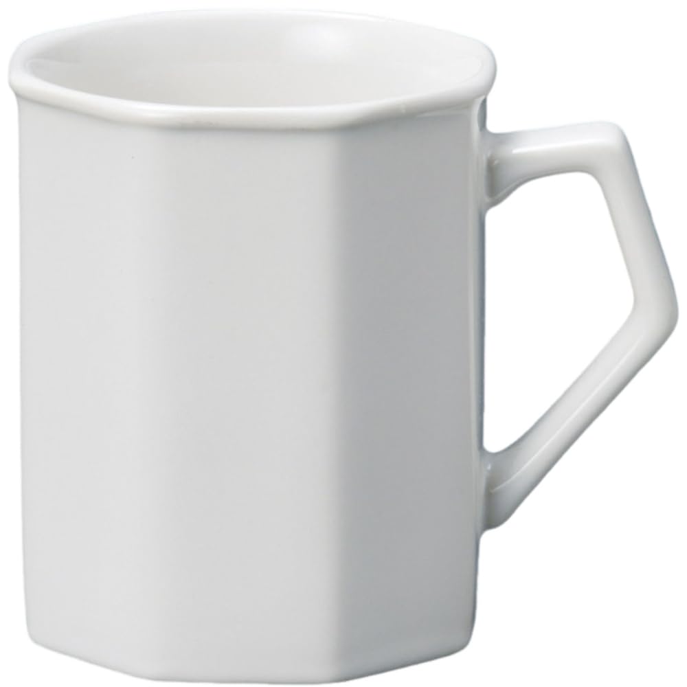 Ale-net Mug, 3.9 x 2.9 x 3.5 inches (10 x 7.4 x 8.8 cm), 8.5 fl oz (240 cc), Octagonal, White Mug, Porcelain, Dishwasher Safe, Microwave Safe, Mino Ware, Made in Japan