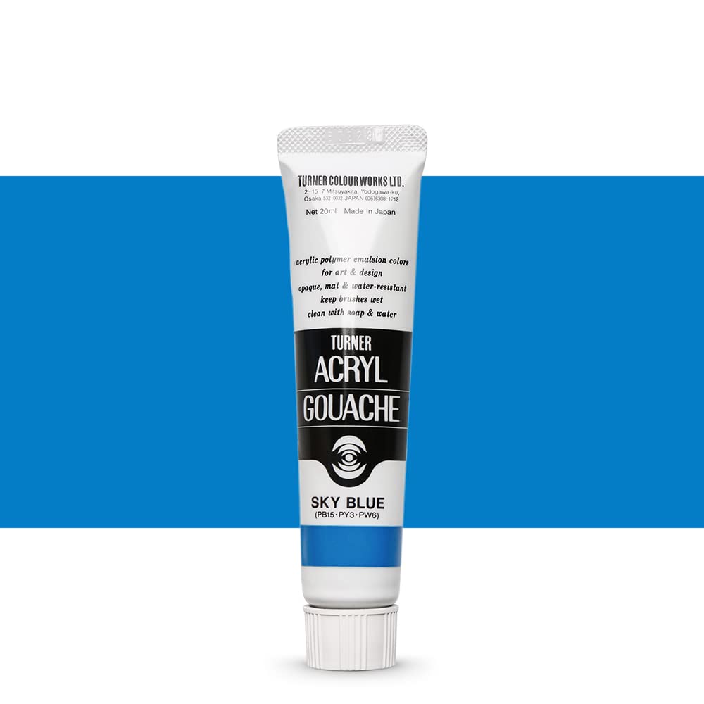Turner Colour Works Acryl Gouache Artist Acrylic Paint - Single 20 ml Tube - Sky Blue