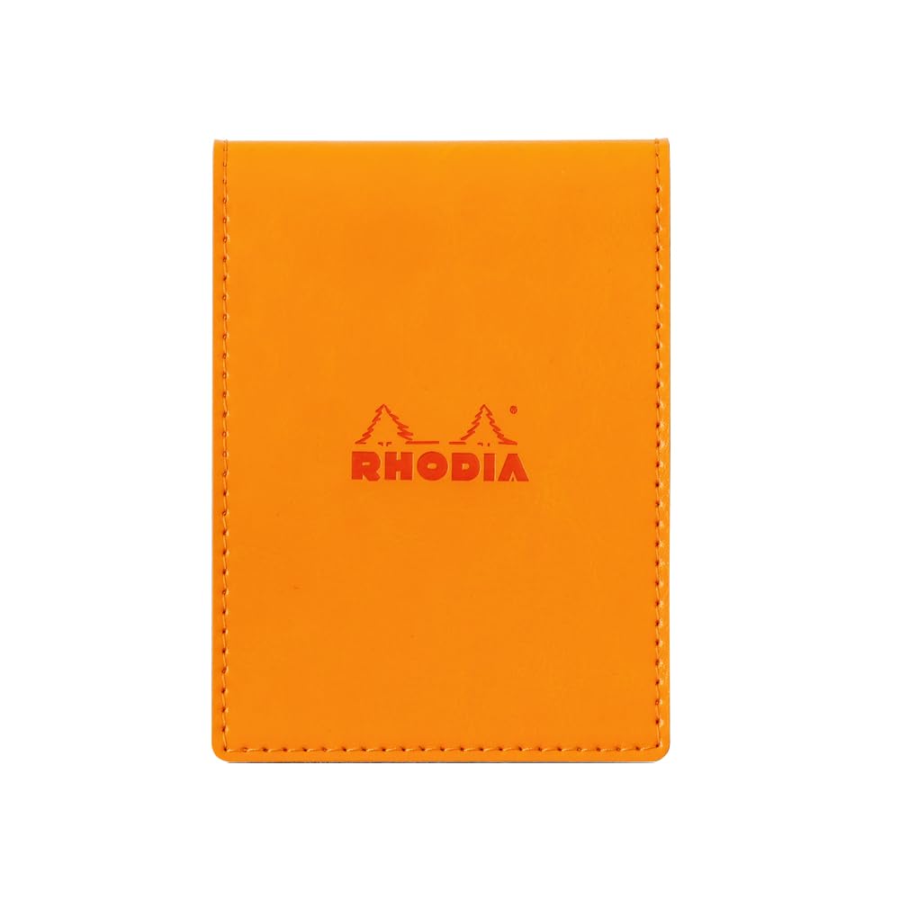 Rhodia cf11pucvor Notepad with Cover No.11 (A7) PU Leather, Orange (80 Pieces, 0.2 inch (5 mm) Square PEFC Certified)
