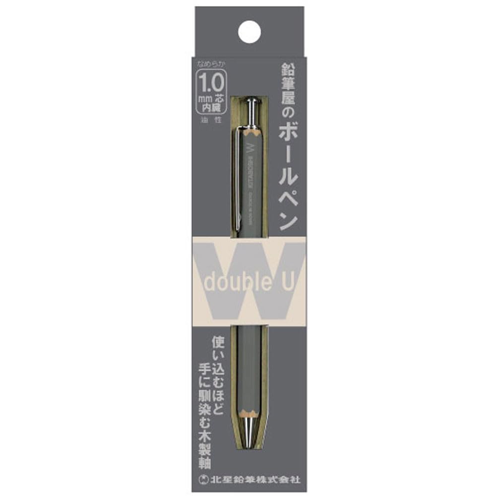 Kitaboshi 1.0mm Ballpoint Pen, Wooden Barrel, Gray, 1ea (W-600GY)