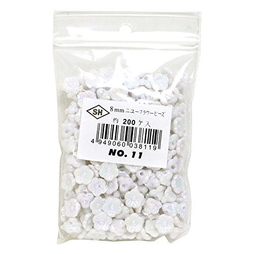 Shimamura ASH-NYFL8DX-11 New Flower Beads, Pack of 200, Deluxe DX 0.3 inches (8 mm), Aurora Borealis, White