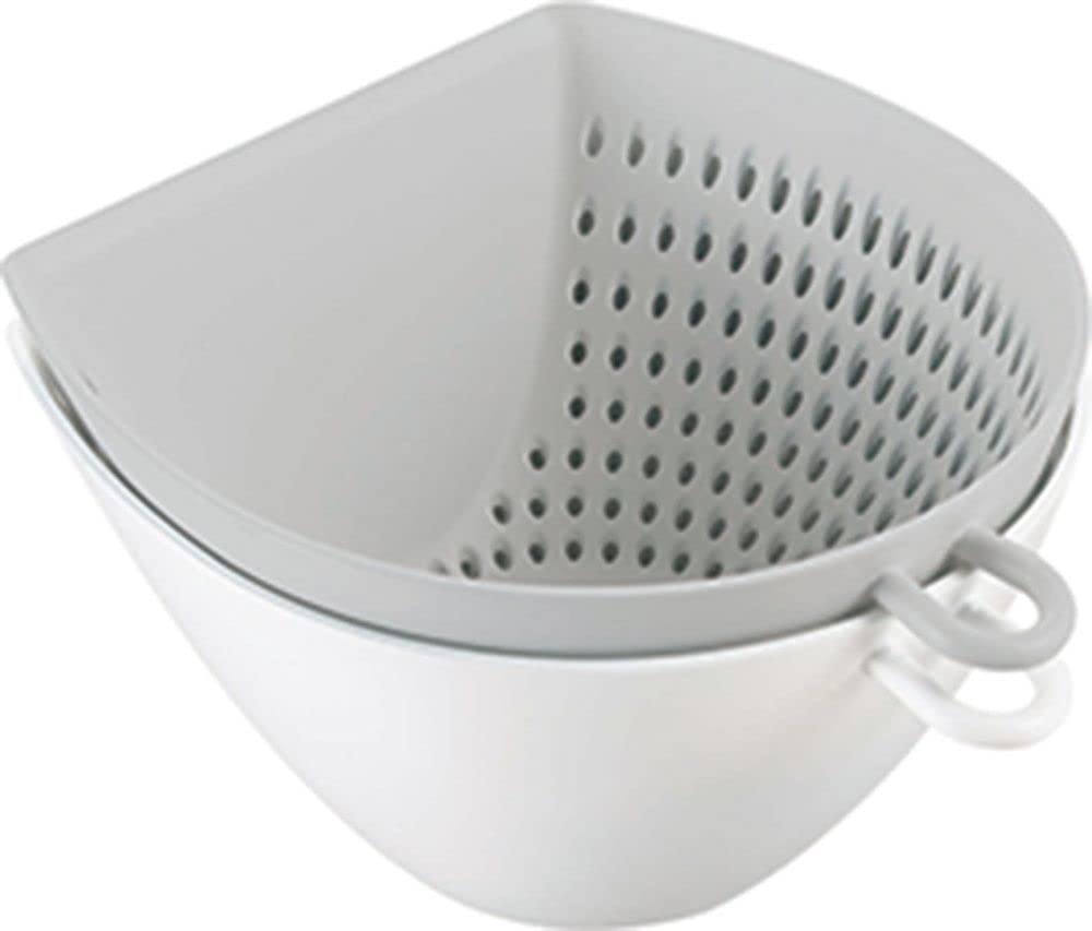 Akebono Sangyo MZ-3518 Colander Bowl Set, White, Made in Japan, Scoops and Moves Food Without Spilling Out Even When Exposed to Running Water, Scale Included, Hanging Hook, Microwave Safe, Chilitori