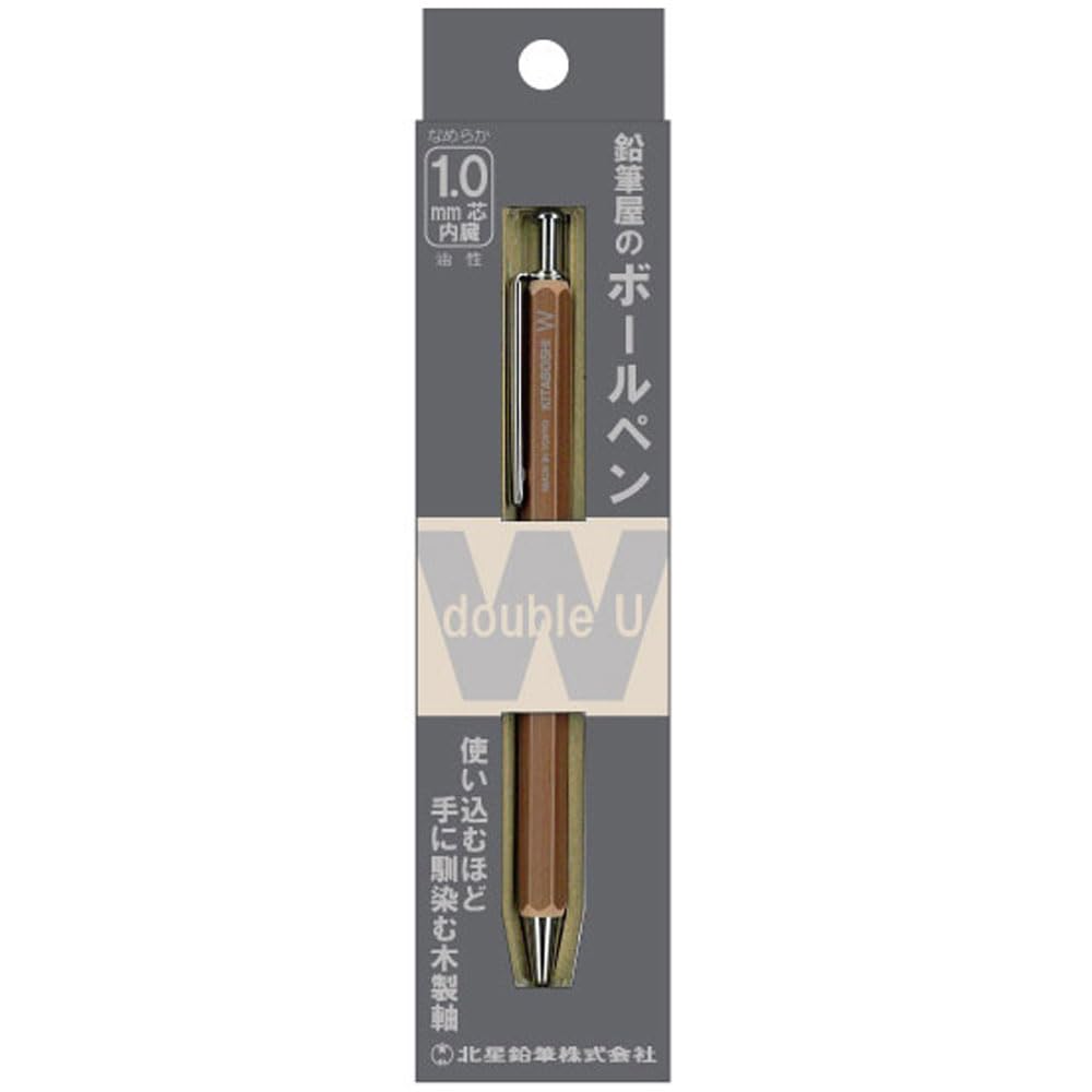 Kitaboshi 1.0mm Ballpoint Pen, Wooden Barrel, Natual Wood, 1ea (W-600N)