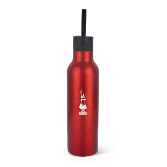 Bialetti - Stainless-steel Water Bottle 17oz: Double-Layered Vacuum Insulated, Keeps Drink Cold for 24 Hours and Hot for 12 Hours, Red