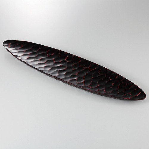 せともの本舗 Boat-type Morister (Black/Red), 21.7 x 5.1 x 1.2 inches (55 x 13 x 3 cm), Serving Plate, Restaurant, Inn, Japanese Tableware, Restaurant, Commercial Use,