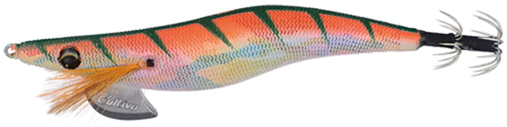 Owner Egi ED-3.5 Draw4 Egi Lure, No. 3.5, 0.7 oz (19 g), Orange Cedar/Aurora Marble #47 31882