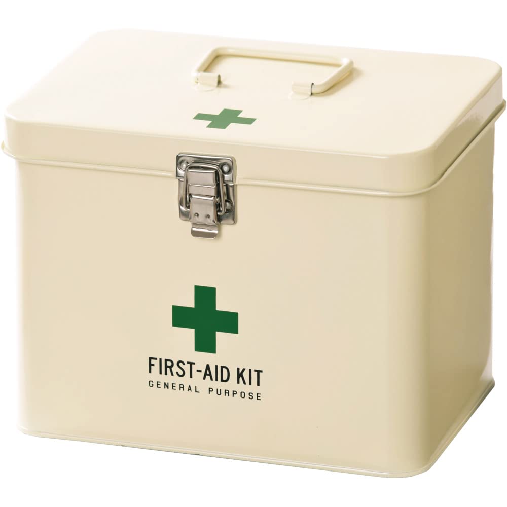 ケーアイジャパン(Kijapan) KK Japan 160007 Medico Tin Stylish First Aid Kit (with Dividers and Tray), Ivory, M Size