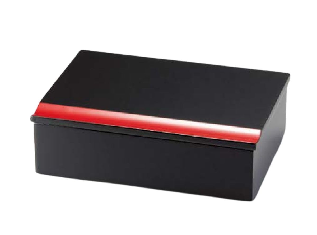 J-kitchens Excursion Lunch Box, Made in Japan, Wood, Takeshige, Vermilion Kurochi (1 Pair), 8.5 inches (21.5 cm), Lacquered & Hand Painted Osechi