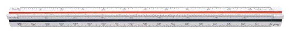 Uchida 014-0077 Triangle Scale for Land and Houses, 11.8 inches (30 cm), Includes Sub-Scale