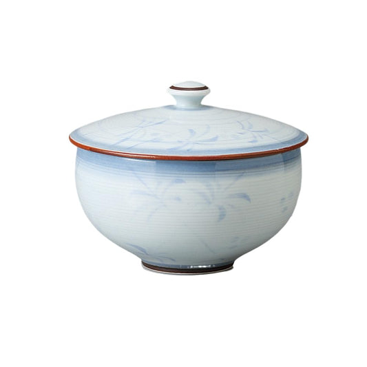 Ale-net Teacup Sencha Bowl with Lid, Arita Ware with Flower Lid, Porcelain Dishwasher-Safe, Microwave Safe, Porcelain, Made in Japan