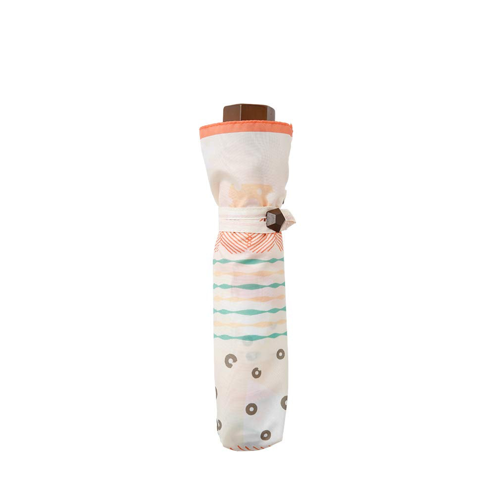 Ogawa 92021 Tenoé Casual Folding Umbrella, Women's, Lightweight, 7.1 oz (200 g), 21.7 inches (55 cm), 5 Ribs, Mogul Sandwich, Opens Manually, UV Protection Over 90%, Safety Cover, Gemstone Shaped Decorative Buttons Included