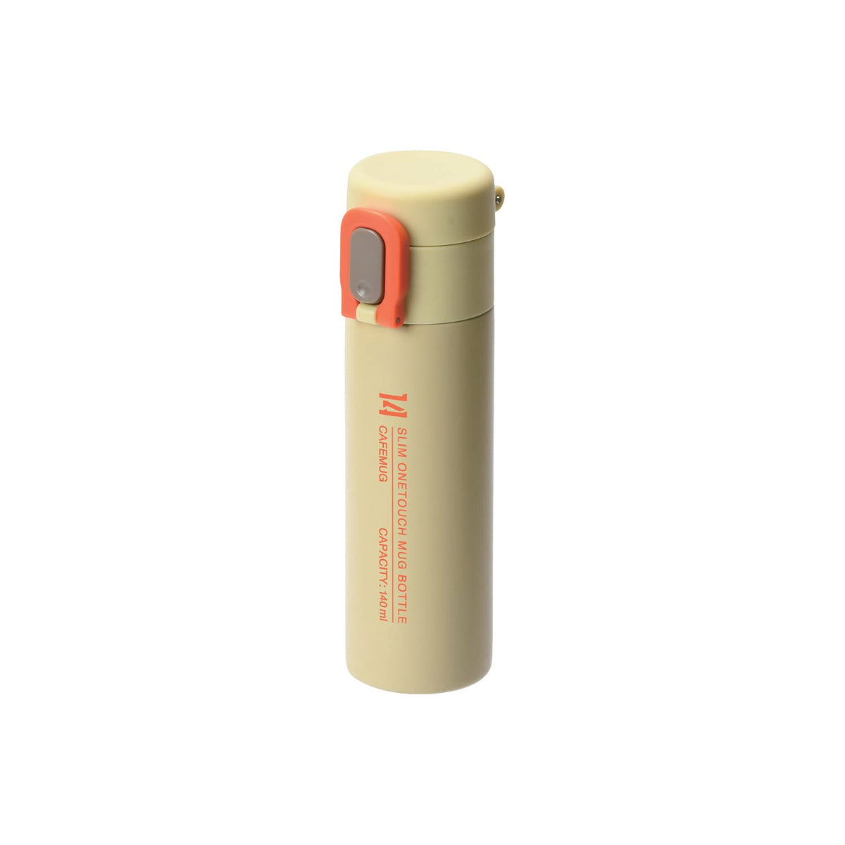 Pearl Metal HB-6263 Water Bottle, Mug Bottle, 4.9 fl oz (140 ml), Slim, One Touch, Heat Retention, Cold Retention, Stainless Steel, Sand Beige, Cafe Mug