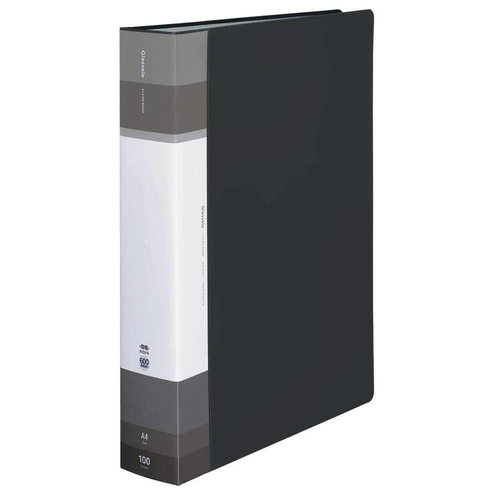 Kokuyo La-GLB100D Clear Book, Grassel, Fixed Type, A4, 100 Sheets, Black