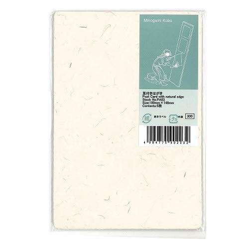 MOLZA Beauty Paper Workshop PA03 Washi Paper with Ears, For Inkjet Use, Postcard Size, Moon Peach (Getto), 5 Sheets