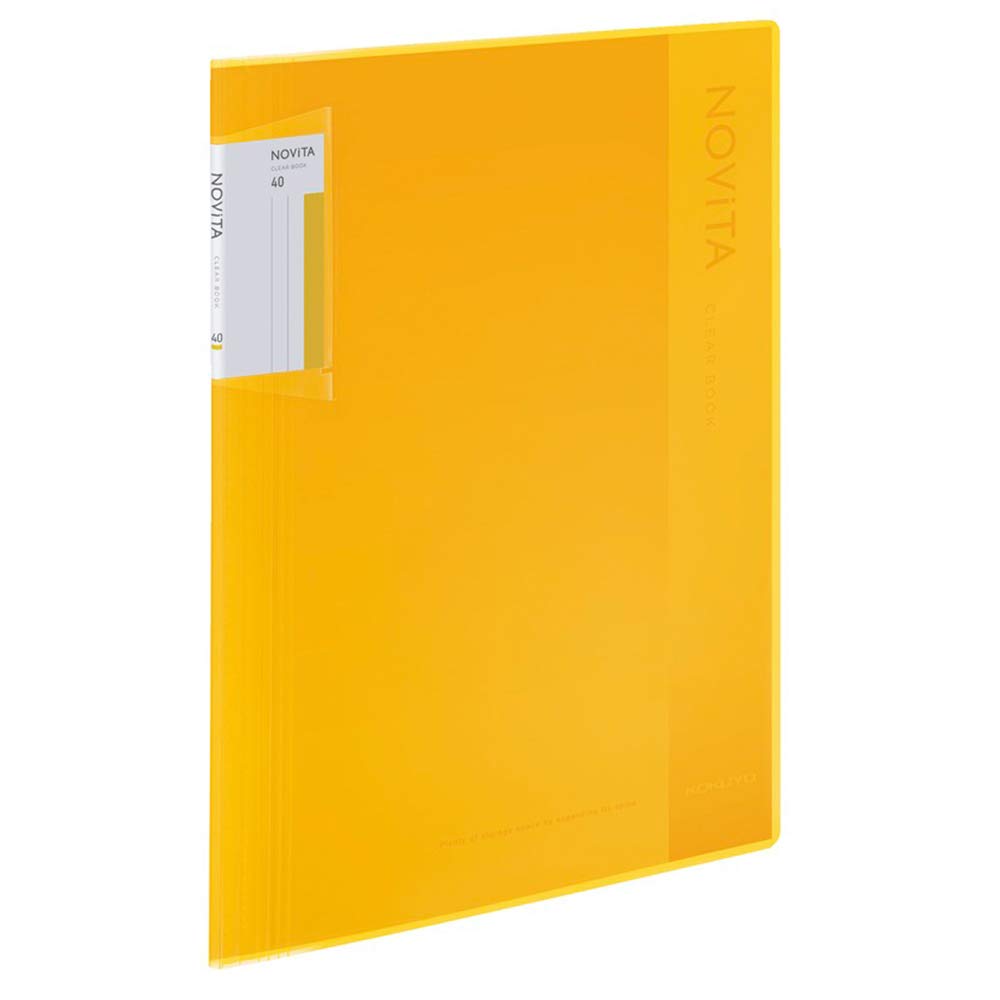 Kokuyo Novita α, Expandable File Clear Book, Display Book, Presentation Binder with Plastic Sleeves 40-Pocket Bound, Presentation Book Art Portfolio Folder, A4-S, Yellow, Japan Import (RA-NV40Y)