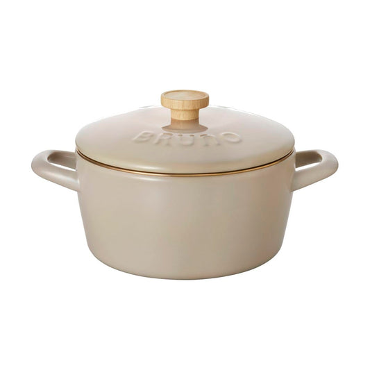 Bruno BHK280 6760926 Fuji Enamel Two-Handled Pot, 7.9 inches (20 cm), Greige