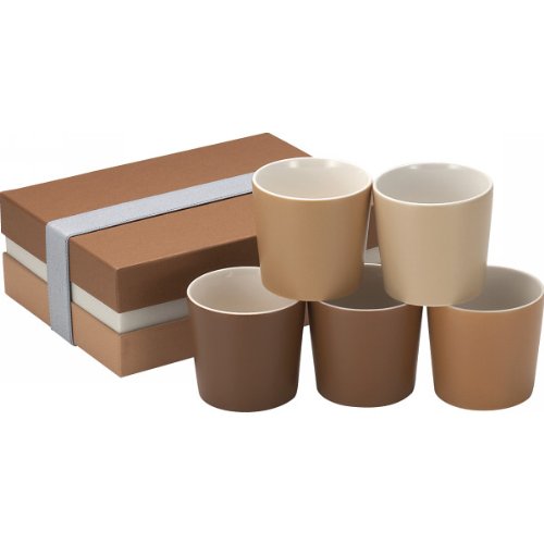 日本陶彩 Nippon Pottery H15843300 Free Cup Set, Gradient (BR), Brown, 10.1 fl oz (300 ml), Pack of 5