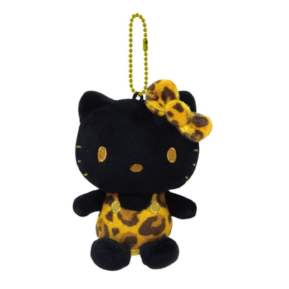 K Company Hello Kitty (Leopard Print Series) Ball Chain Mascot, Black, Brown, KTH-BM2-BKB, H3.7 x W 2.8 x D 2.1 inches (9.5 x 7.2 x 5.4 cm)