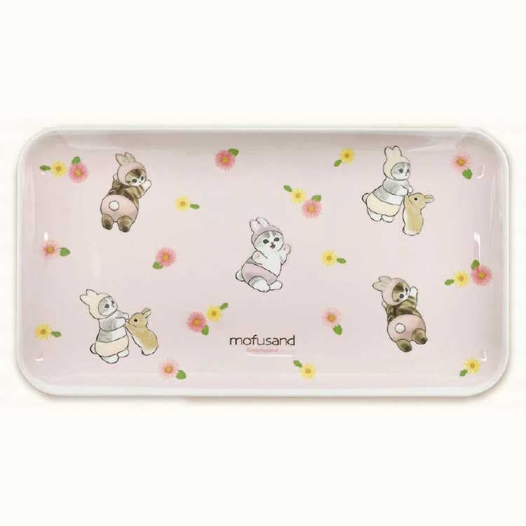 Melamine Tray Rabbit MOFUSAND Size: Approx. 6.0 x 11.0 x 0.6 inches (153 x 280 x 15 mm)