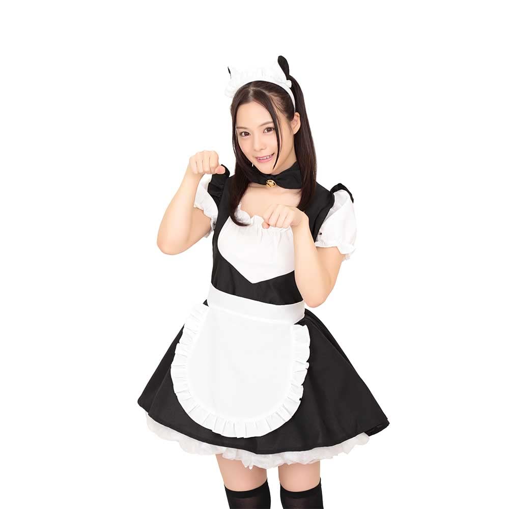 A&T Collection Women's Cat-Type Maid Costume One-Size Black