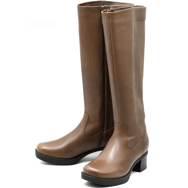 Asinagaojisan 2810481 Women's Long Boots, beige, (greige), 22.5 cm