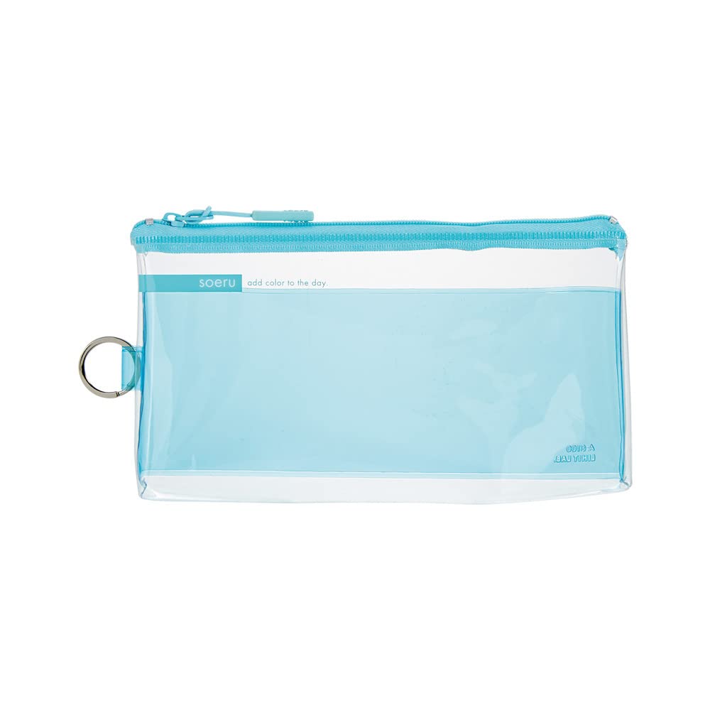 Lihit Lab SOERU A8100-14 Transparent Clear Pen Case, Approx. 20 Pens, Ice Blue