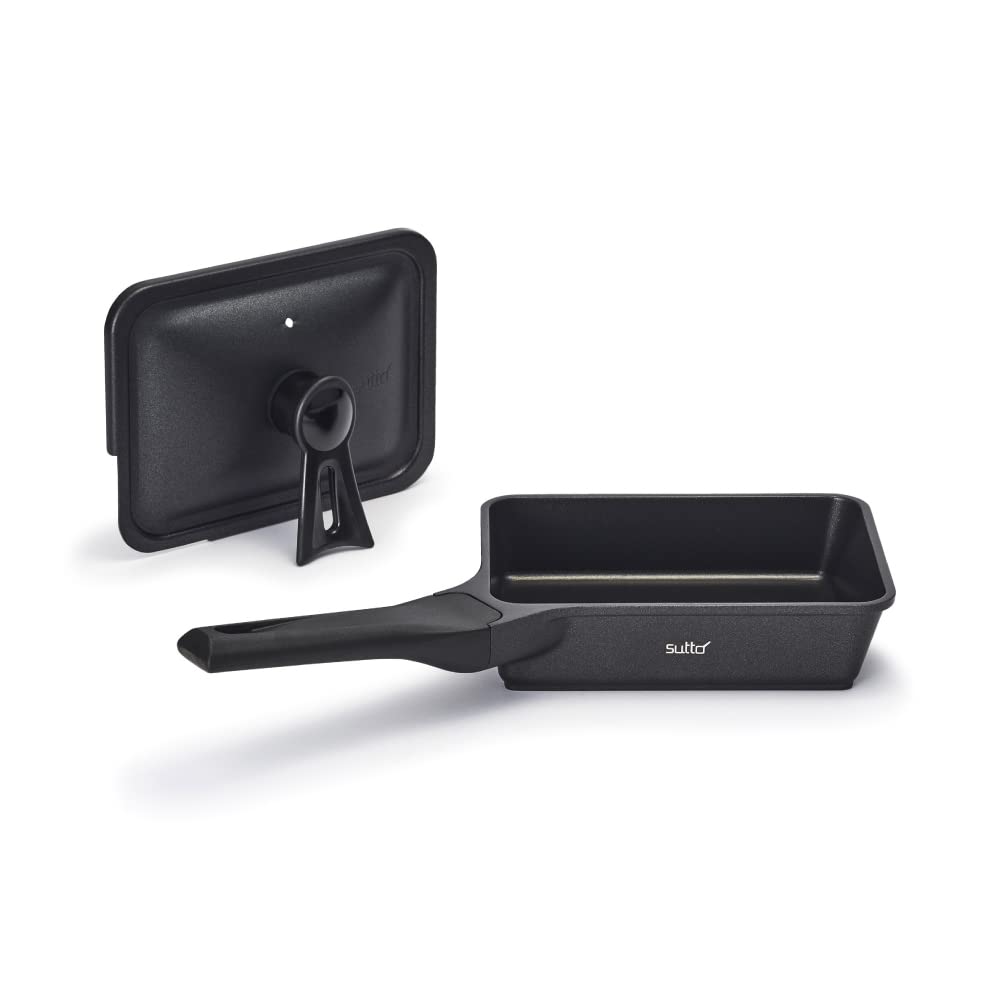 sutto Square Frying Pan, Square Chokotto Frying Pan, 5.1 x 7.1 inches (13 x 18 cm), Black, Deep Type, Doshisha