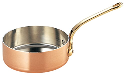 Wadasuke Seisakusho 3444-0271 Copper Extra Thick Pot, Shallow Type, Brass Handle, 10.6 inches (27 cm)