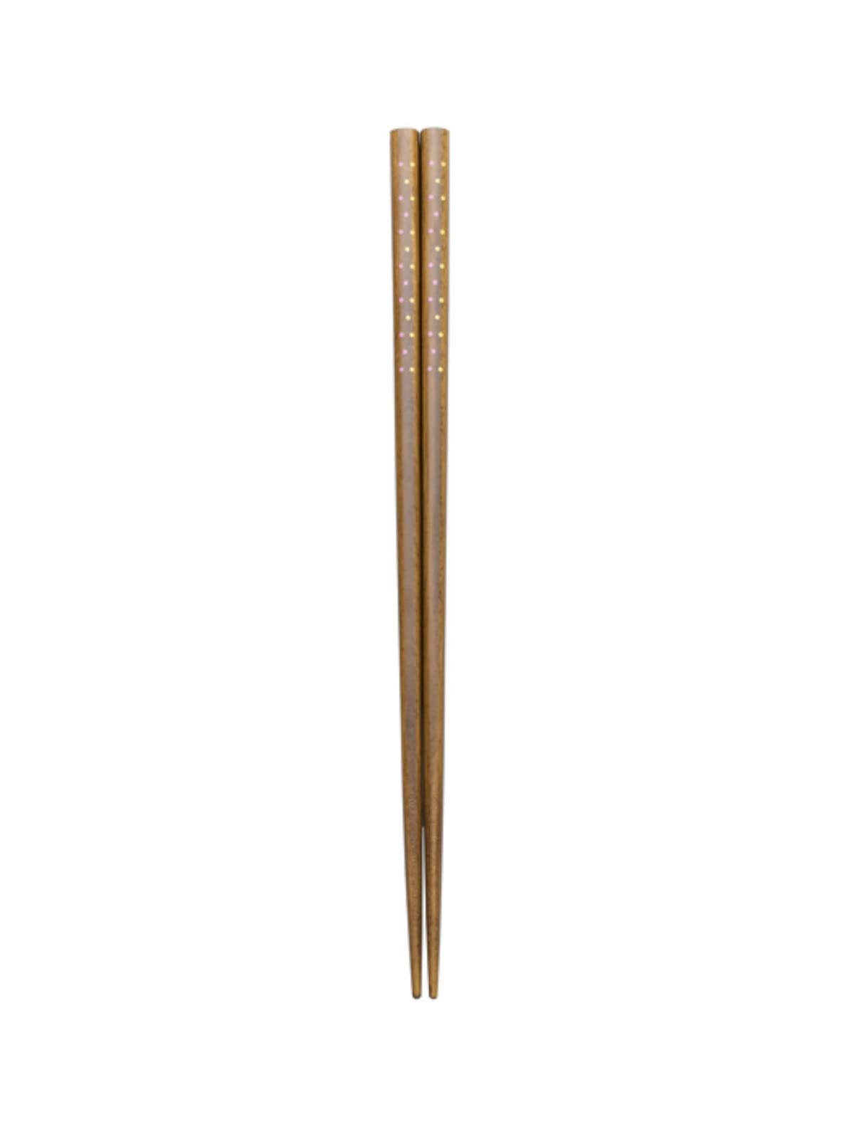 Asahi Kouyo W-1081 Chopsticks, Dishwasher Safe, 9.1 inches (23 cm), Pin Dot, Pink, Natural Wood, Made in Japan, 1 Pair