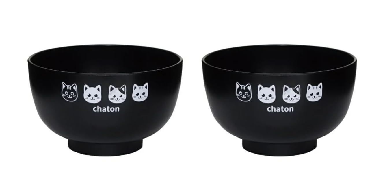 JapanBargain 4924, Japanese Rice Bowl Plastic Lacquered 4.25" Kitty Cat Soup Bowl, Made in Japan, 1 pack