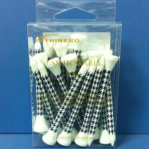 THINKRO Golf TRG-406 Golf T-Shirt, Fashionable T-Shirt, Wood Tee, Long, Unisex, Houndstooth Navy, Quantity: 20 Pieces