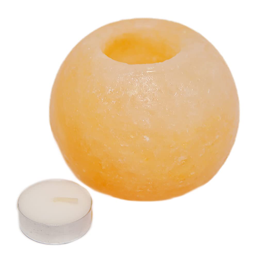 Umeken Honpo Rock Salt Holder, Candle Holder, Candle Stand, Ball Shape, Himalayan Rock Salt, Pink Salt, for Tea Lights, Lantern, Interior