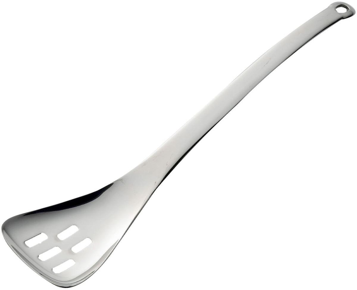Shimomura Kihan Tsubame Sanjo Service Spoon, Long, Perforated 11.0 inches (28 cm), Server Spoon, Easy to Scoop, Stainless Steel, Mama Cook