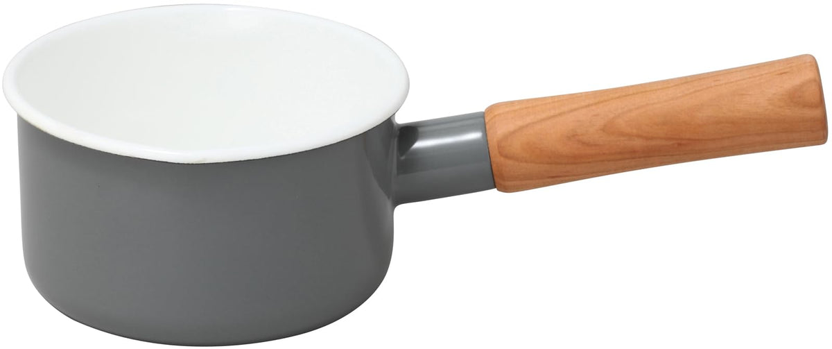 Nodahoro CL-12MGR Milk Pan, 4.7 inches (12 cm), Enameled for Gas Fire, One-Handed Pot, Made in Japan, Crule, Gray