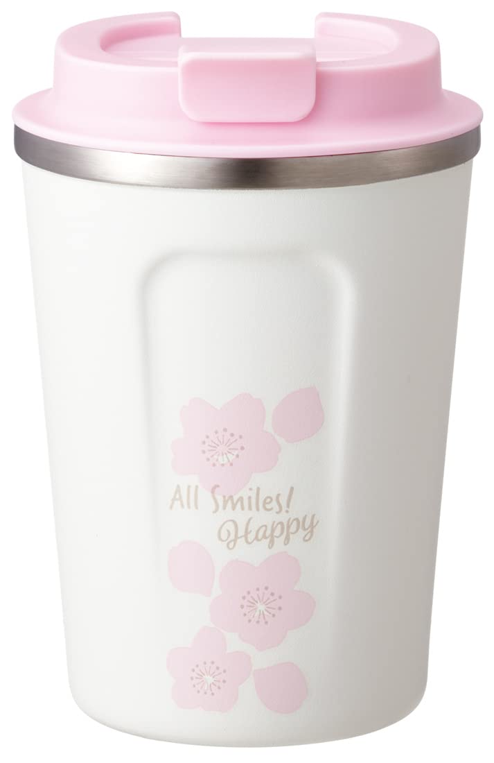 Skater STBC3F-A Coffee Tumbler, 11.8 fl oz (350 ml), Thermal, Cold Insulation, Stainless Steel Tumbler, Mug, Floral Pattern, All Smile
