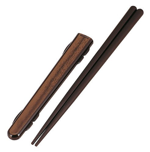 Komori Resin 791380 Half Case with Chopsticks, Brown Wood Grain 8.3 inches (21 cm)