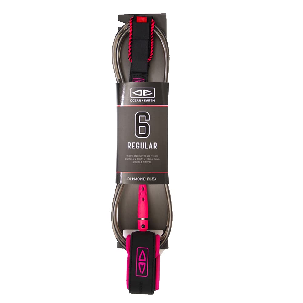 Ocean and Earth Regular 6ft Surf Leash 6 ft Pink