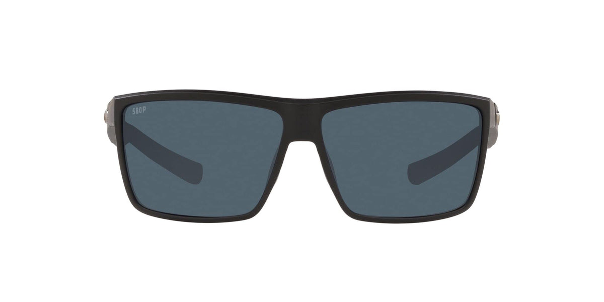 Costa Del Mar Mens Rinconcito Rectangular Sunglasses, Matte Black/Grey Polarized-580P, 60 mm