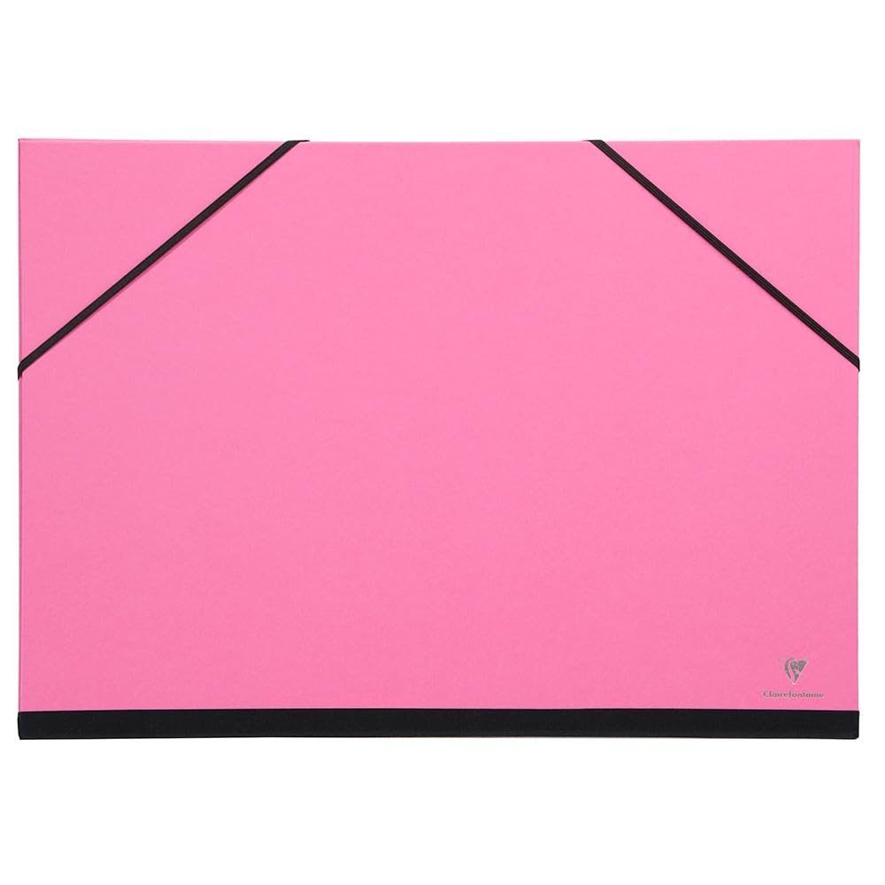 Clairefontaine - Ref 144704C - Art Folder with Elastic Straps Closure - Green Colour - Customisable Vellum Card Surface, Suitable for A3+ Sized Documents