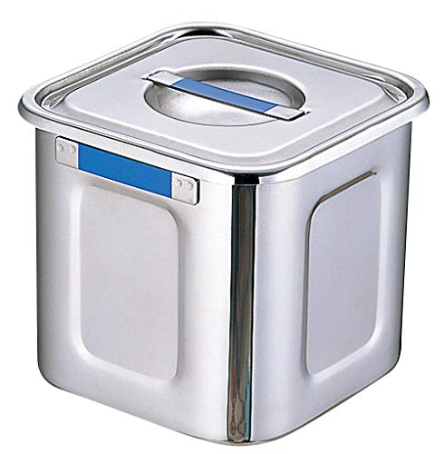 Sanho Sangyo 09021243 Kitchen Pot, Silver (Plate: Blue) 9.4 inches (24 cm), Deep Square Kitchen Pot, ST Plate Included