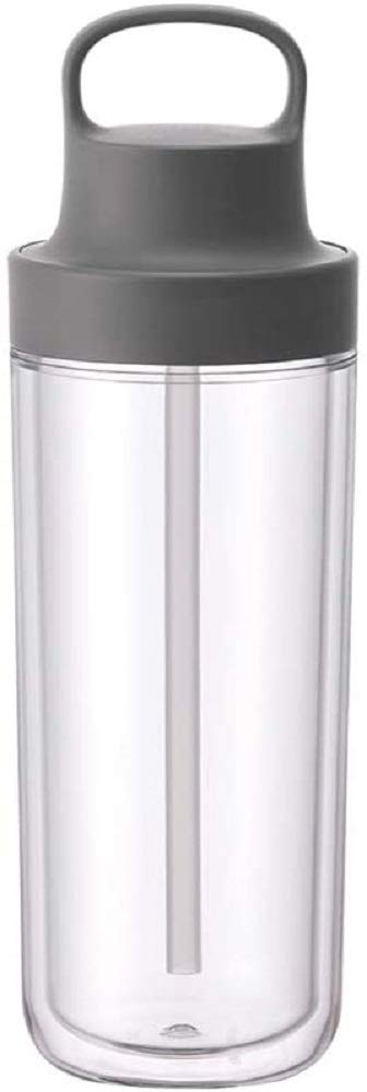 KINTO 20075 ToGo Bottle, 16.9 fl oz (480 ml), Dark Gray, Includes Straw, Lightweight, Water Bottle, Dishwasher Safe, Double Wall Construction