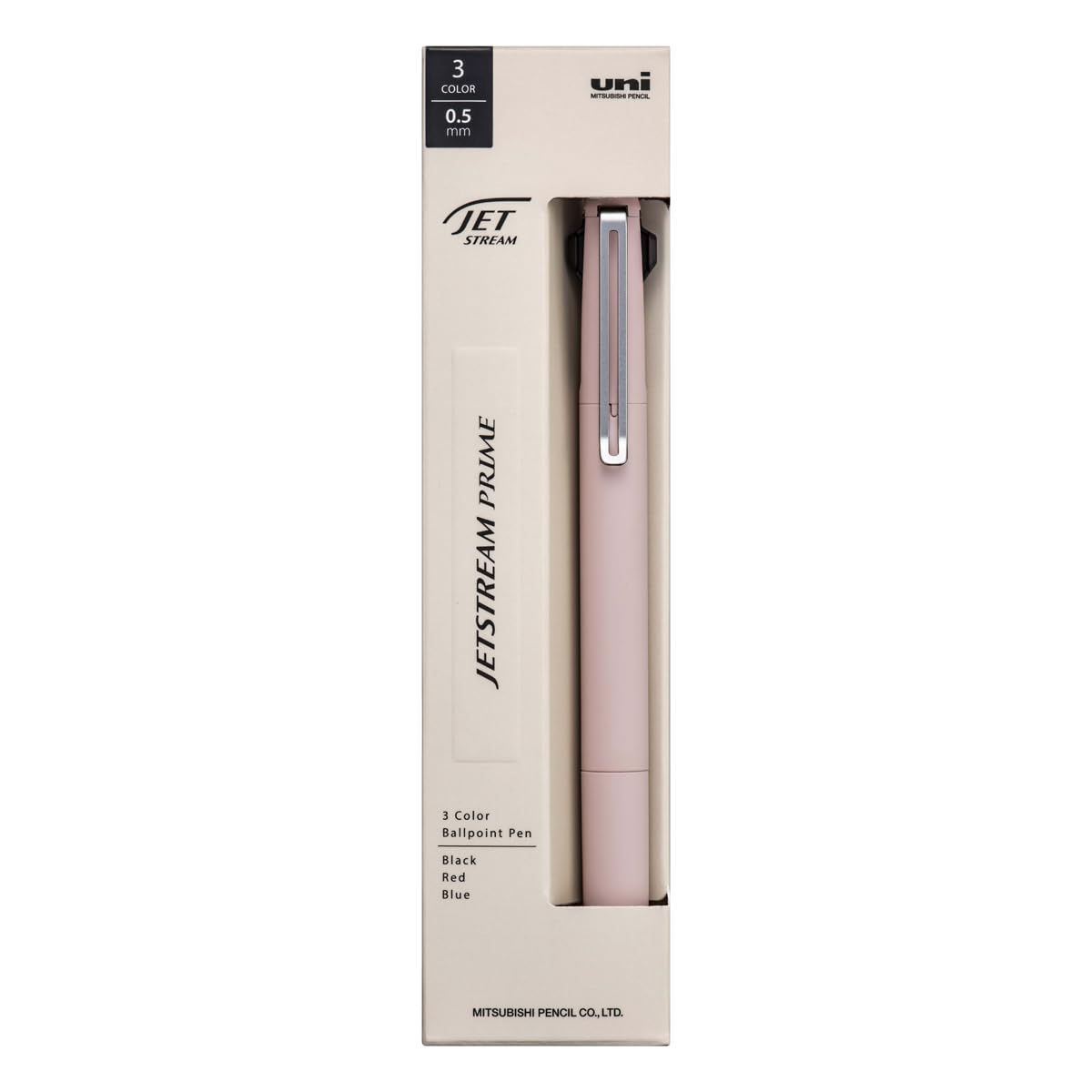 Uni Jetstream Prime 3-Color Ballpoint Pen, 0.5mm Oil-Based Ink (Black, Red, Blue), Metal Barrel, Rose Pink, SXE3350005.66