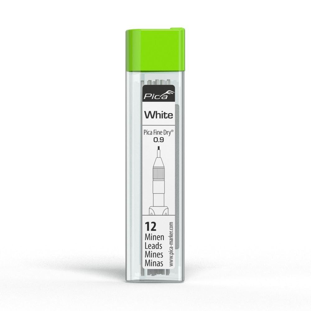 Pika Marker 7032 Architectural Mechanical Pencil "Fine Dry" Round Lead 0.9mm 12 Count White