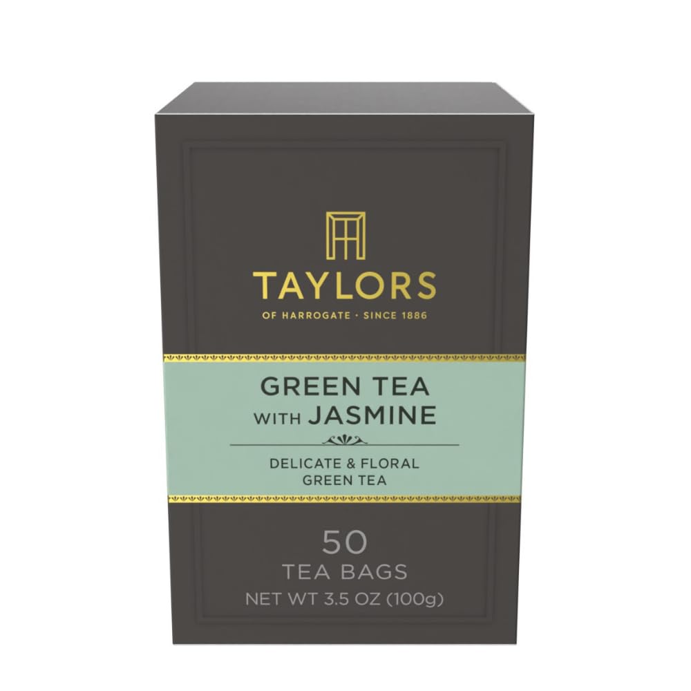 Taylors of Harrogate Green Tea with Jasmine, Pillow Tea Bags, 50 Count (Pack of 1), Delicate, Floral and Sweet, Caffeinated, Enjoy Hot or Iced, 50 Teabags