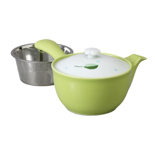 Ale-net Teapot Pot (Stainless Steel with Tea Strainer) 11.2 fl oz (330 cc), Arita Ware, Leaf SS Flat Pot, Porcelain, Made in Japan, Fashionable