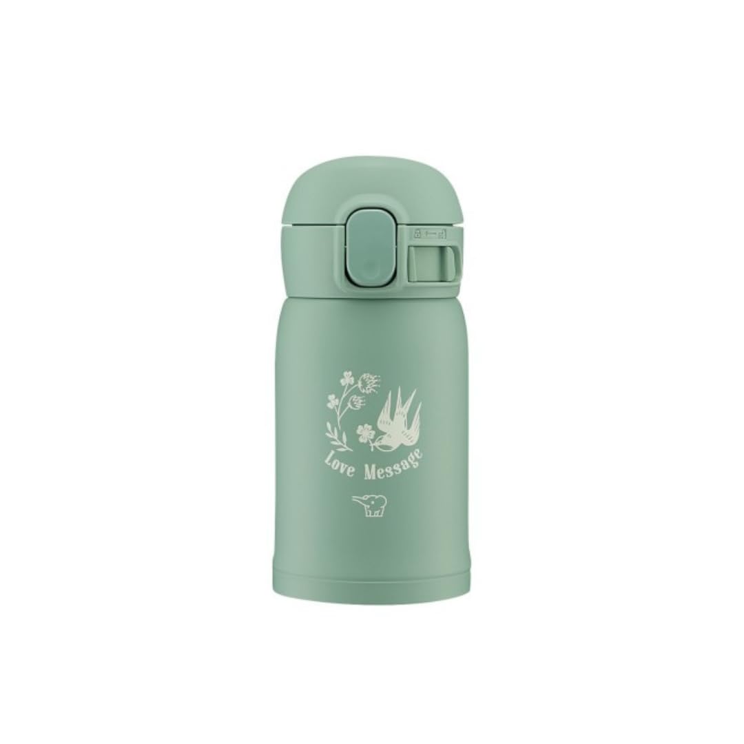 Zojirushi SM-WP24-GZ Zojirushi Water Bottle, One-Touch Stainless Steel Mug, Seamless 0.24L Ash Green